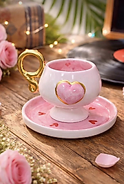 Pembe kalpli seramik fincan