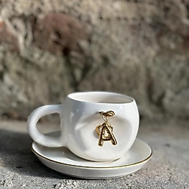 Seramik harfli Türk kahvesi fincan