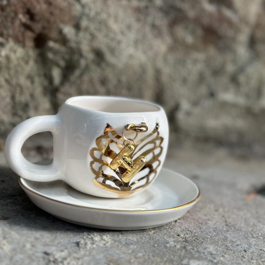 Seramik harfli Türk kahvesi fincan